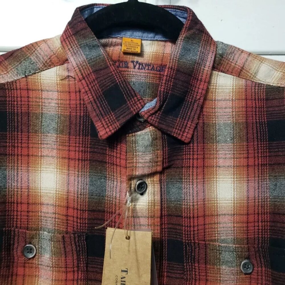 NWT Tailor Vintage Flannel Button Down Shirt Men's Small Maple Lodge Plaid - Picture 4 of 9